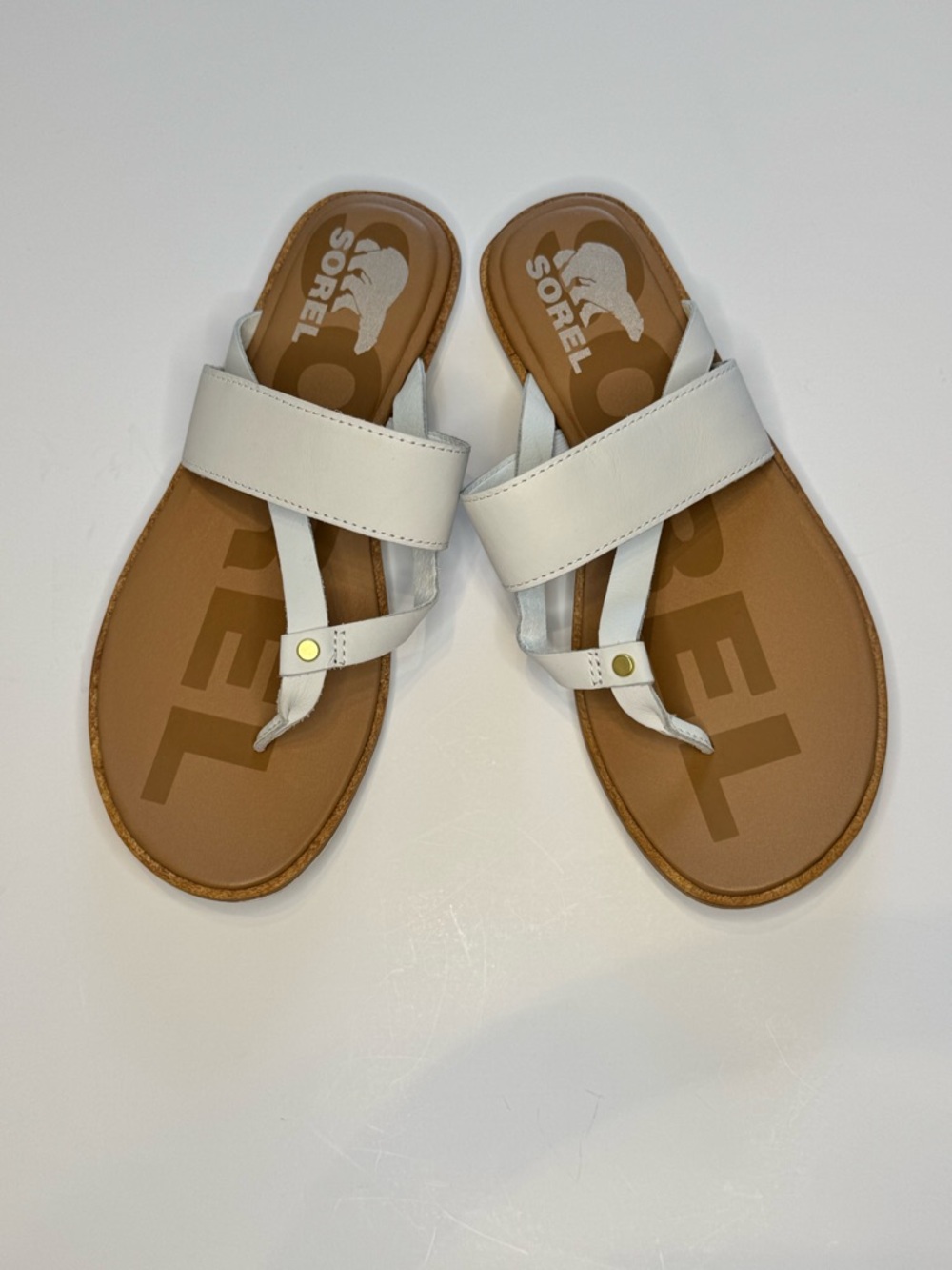 White SorelFlat Sandals